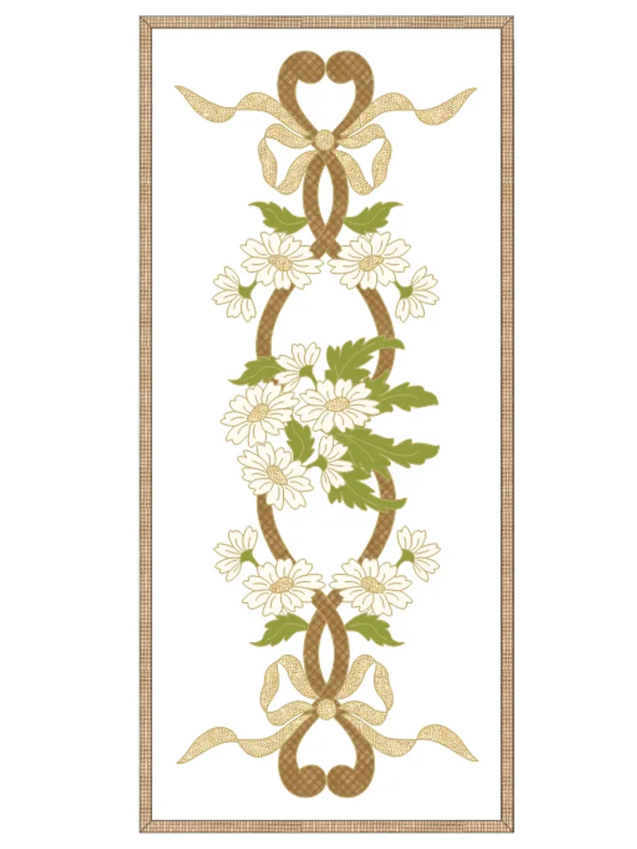 Applique Pattern Table Runner "Chamomile Wreath" in PDF format.