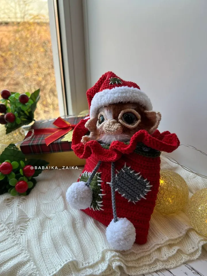 PDF Crochet Christmas Gizmo the Mogwai Pattern Gremlin Pattern Xmas Crochet Pattern, Amigurumi Xmas Christmas Bag Pattern Crochet Christmas