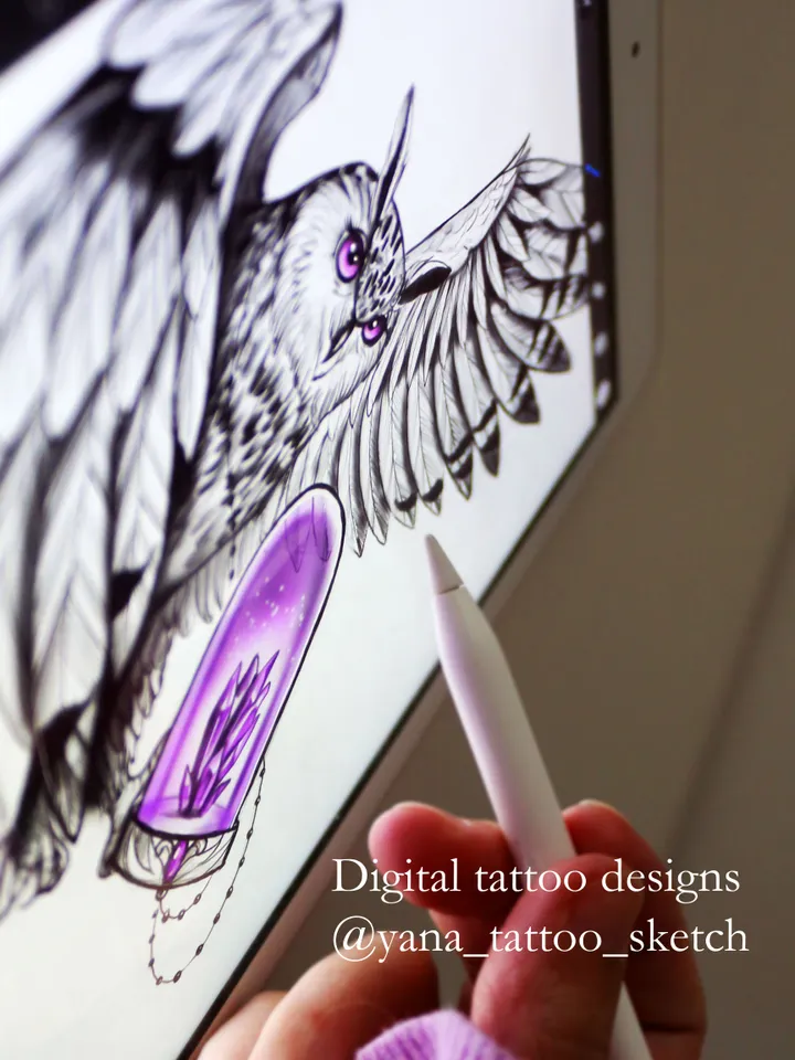 Owl Tattoo Design Owl Tattoo Sketch Owl Tattoo Ideas Owl Tattoo Art, Instant download PDF, JPG, PNG
