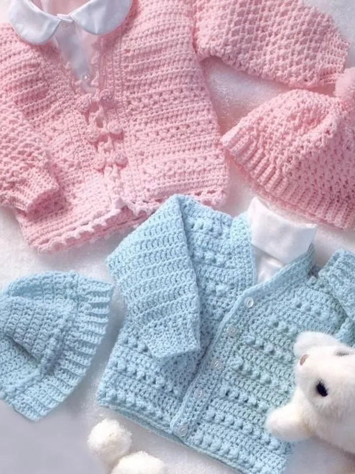 Baby cardigan crochet pattern , hat baby crochet , set crochet baby size 22” 23” 24”