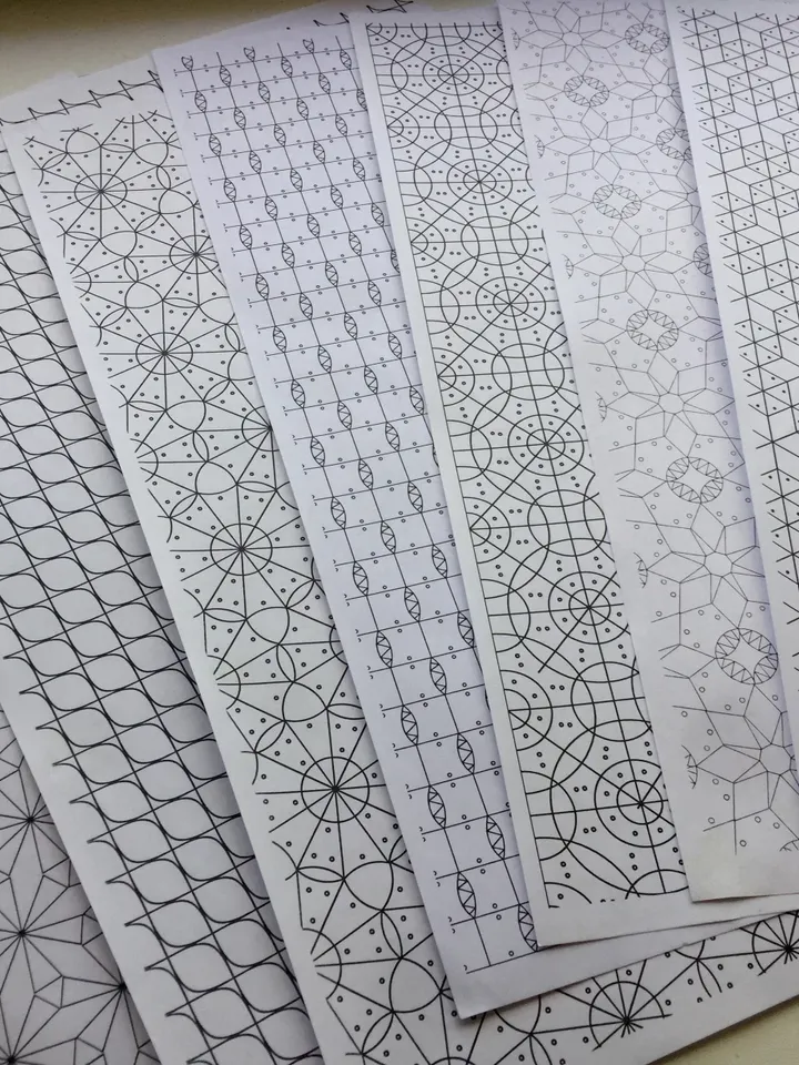 Bobbin lace Background PDF pattern lattices Set of 10 sheets