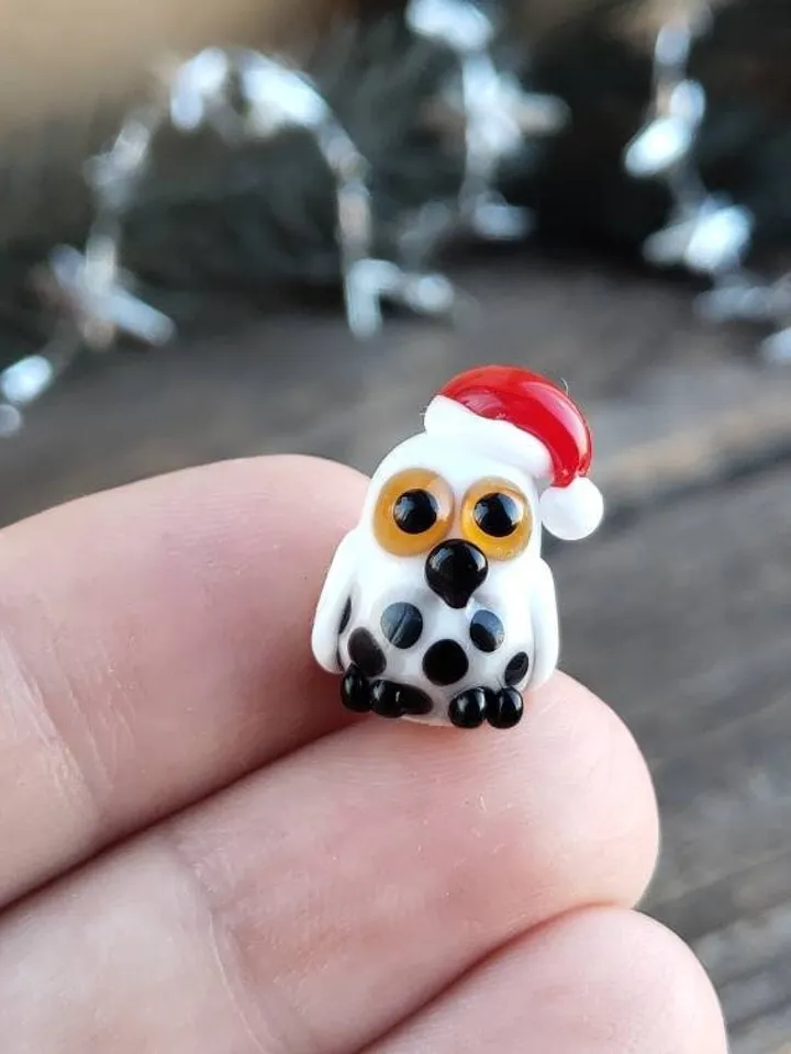 Owl figurine Glass owl Terrarium figurine Miniature animal Owl gift Owl miniature tiny owl  Owl sculpture Owl ornament Glass animal figurine
