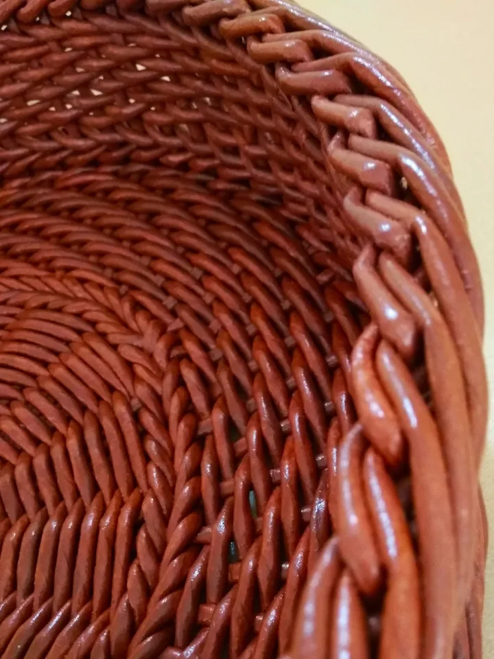 Round Wicker Tray without Handles Rustic Style Tray