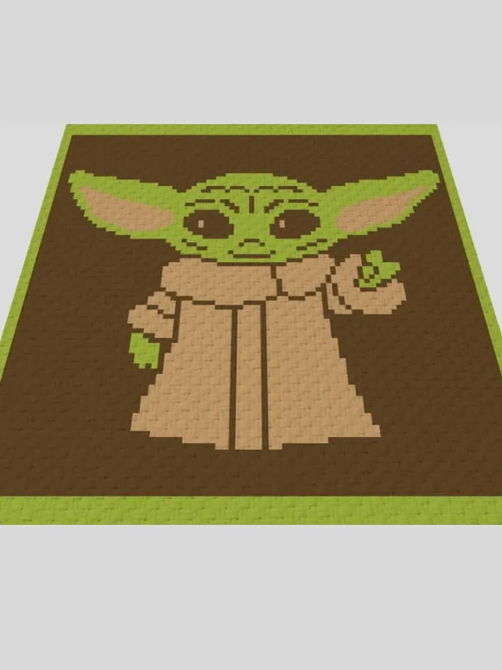 Crochet C2C Baby Yoda graphgan blanket pattern