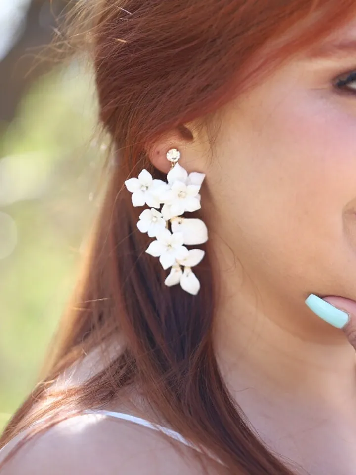 Porcelain Flowers Wedding Earrings