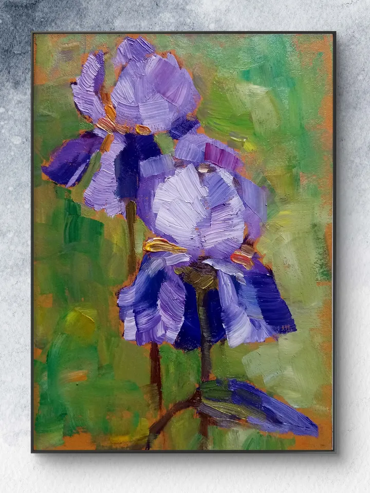 Irises Original Painting Flowers Art Oil Painting Irises Original Art Floral Gifts art Irises Art Spring Art Flower Wall Art Irises Impasto