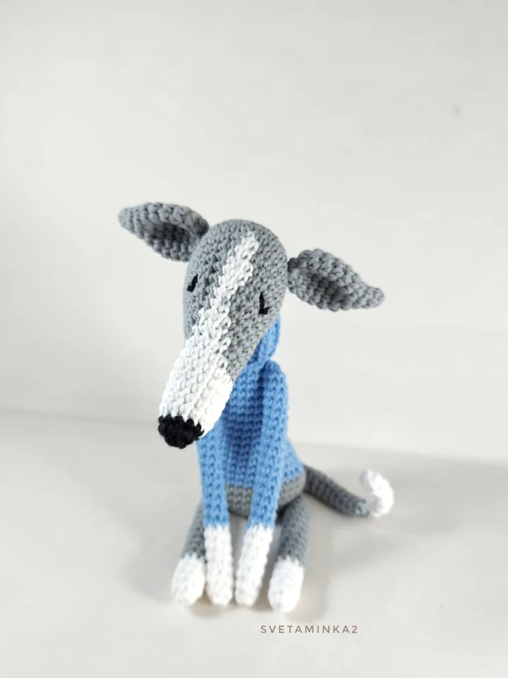 Greyhound Crochet Pattern Amigurumi Dog Whippet Galgo Sighthound. Digital Download. PDF.