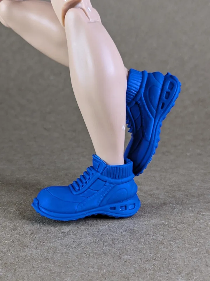 Blue lace-up boots for wide feet for 1/6 scale male dolls
