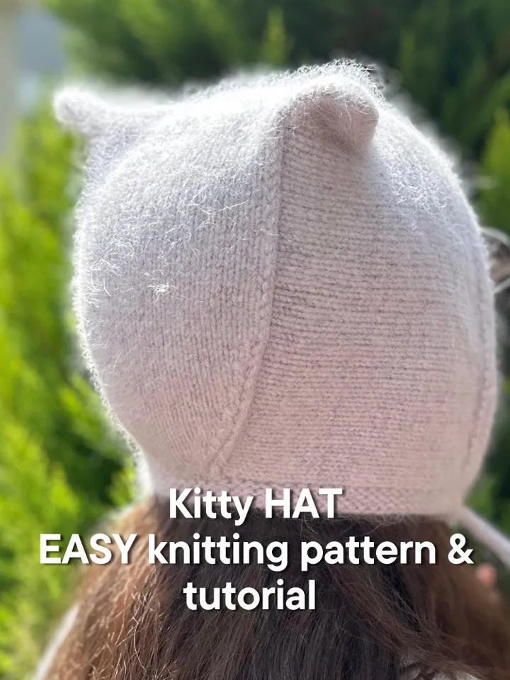 Kitty Hat Knitting Pattern PDF: Adorable Cat-Ear Hat – Easy Beginner Tutorial, DIY Knit Beanie, Animal Ears, Instant Digital Download