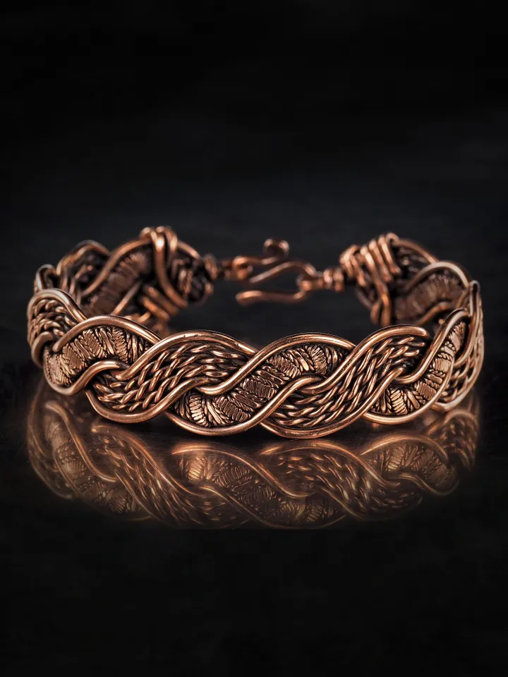 Woven copper wire bracelet Antique style handcrafted copper jewelry Unique gift