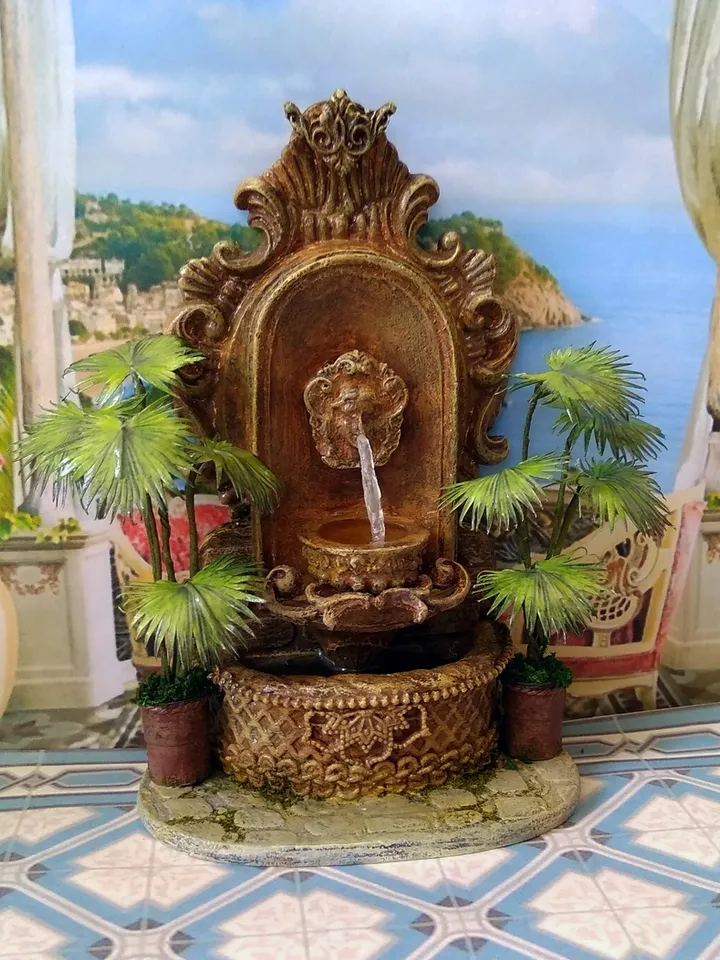 Miniature fountain. Fountain for the collection of dolls.1:12 scale.