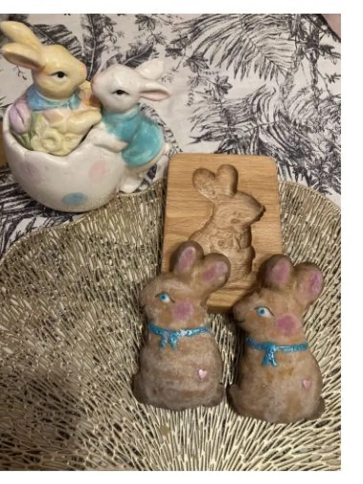 Bunny Embossed cookie mold, cookie cutter, wooden mold, Wooden stamp stamp for gingerbread cookies springerle stamp