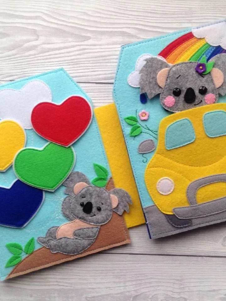 Koala Quiet book Pattern PDF, Felt activity book pattern, Baby Soft book template, Quiet book sewing ideas for toddler