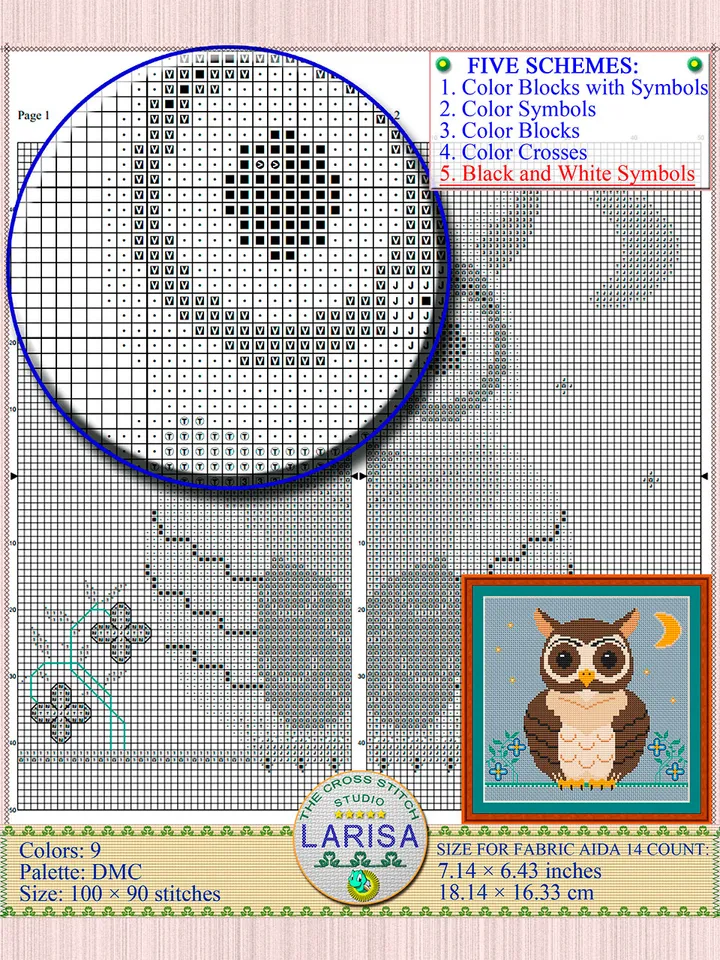 Owl Cross Stitch Pattern | Enchanting Owl Design