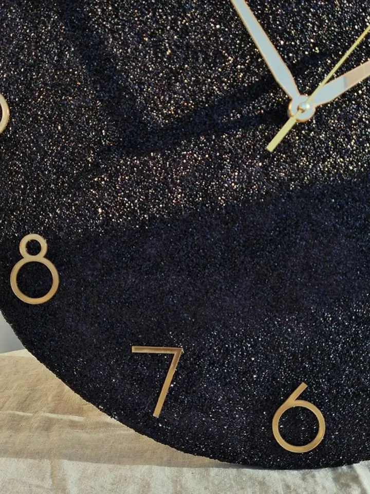 Large black stone wall clock 50 cm Modern wall clock Unique clock Silent clock
