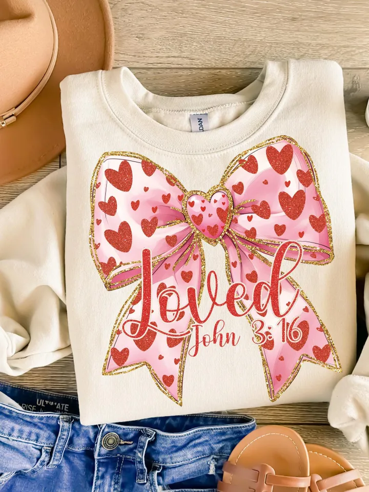 Christian Valentines Png, Loved John 3:16 Png, Retro Valentine Png, Valentines Day Png, Bible Verse Png, XOXO Png, Checkered Varsity Png