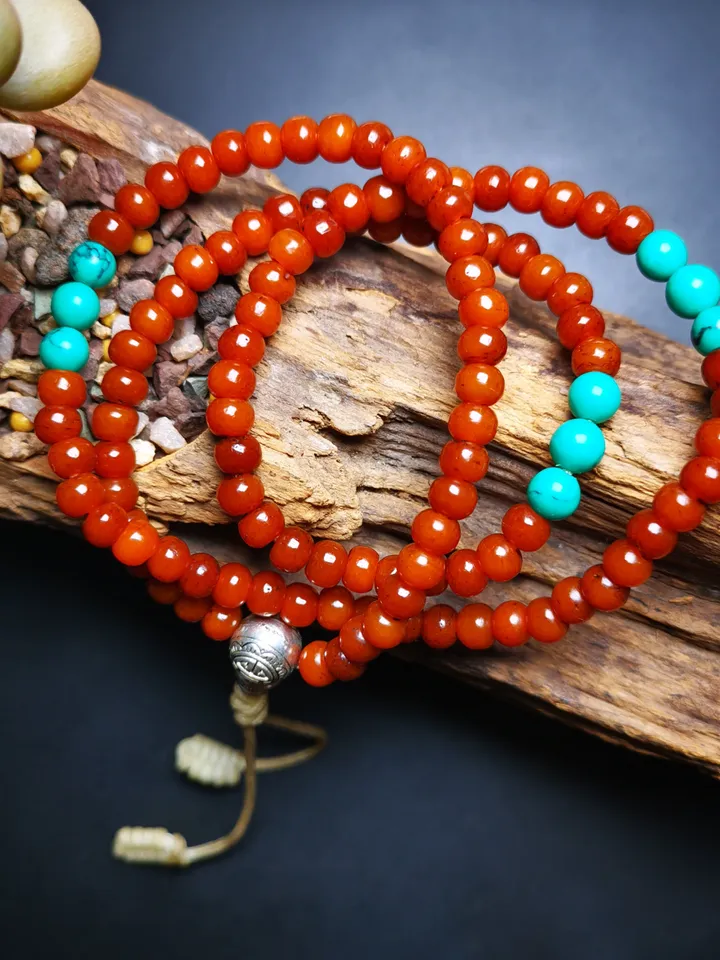 Gandhanra Hand-carved Tibetan Yak Bone Mala Beads Necklace,Small Prayer Beads Bracelet for Women