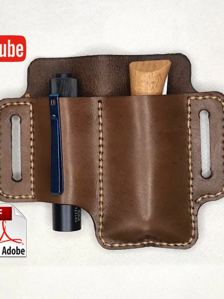 Leather EDC Tool Holster, leather belt organizer, Leather Multitool Sheath fast&easy Tutorial DIY Leather Patterns