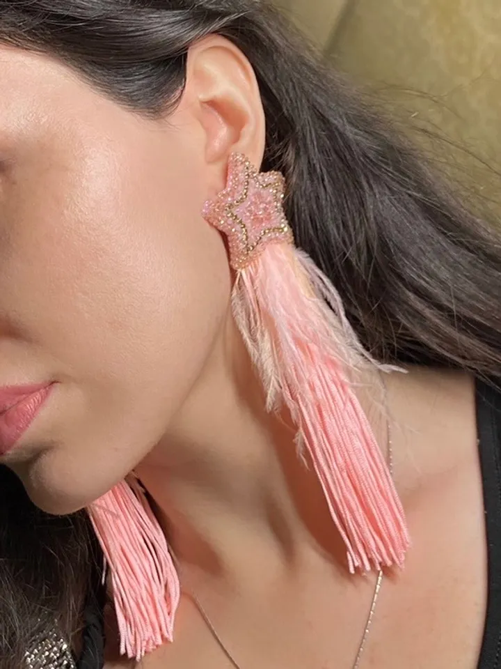 Feather and Crystal Earrings