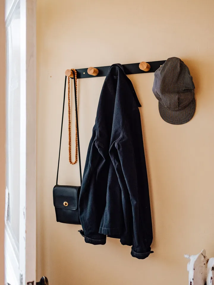 White + Ash Minimalist Metal and Wood Wall Mounted Coat hook