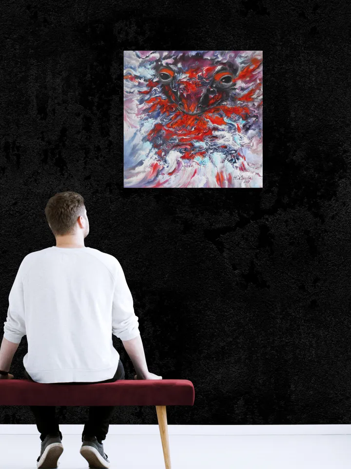 Abstract Animal paintings on Canvas, Salamander Art