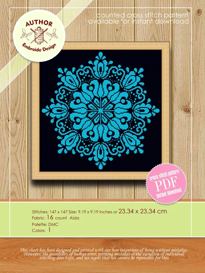 Mandala set cross stitch pattern PDF, Flower mandala cross stitch chart, Monochrome mandala pattern digital download PDF, Home decor #S48