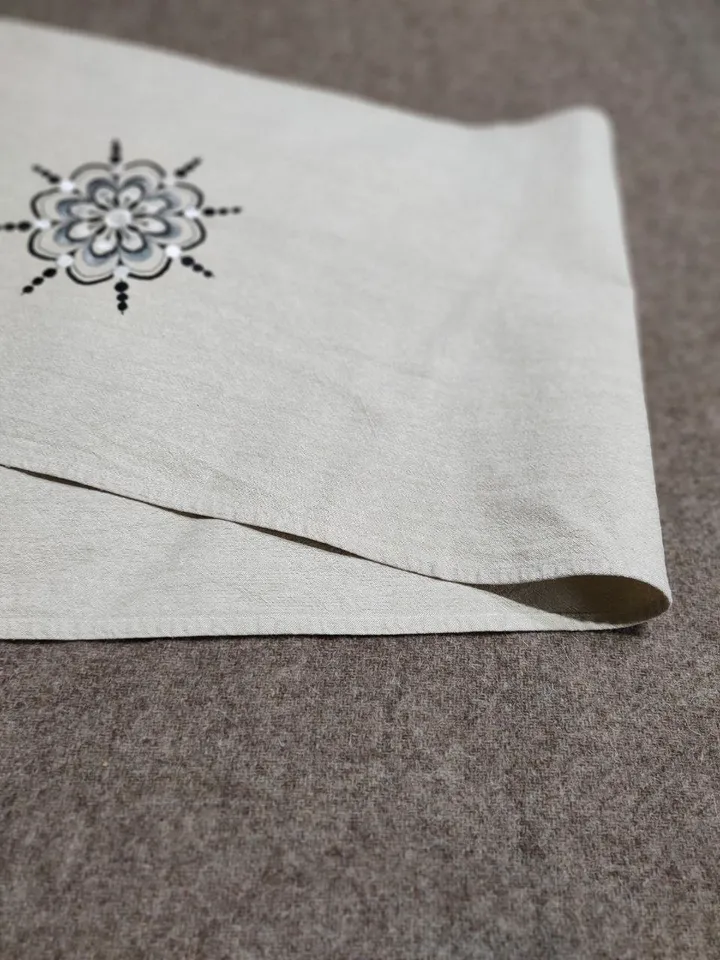 Linen tablecloth with embroidery,vintage,with flowers,table runner,sideboard,dresser,table decoration