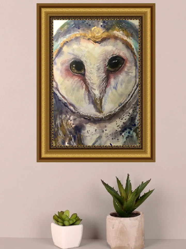 Barn Owl original watercolor painting ,animals watercolor painting small painting gift,ACEO painting,barn owl wall art.
