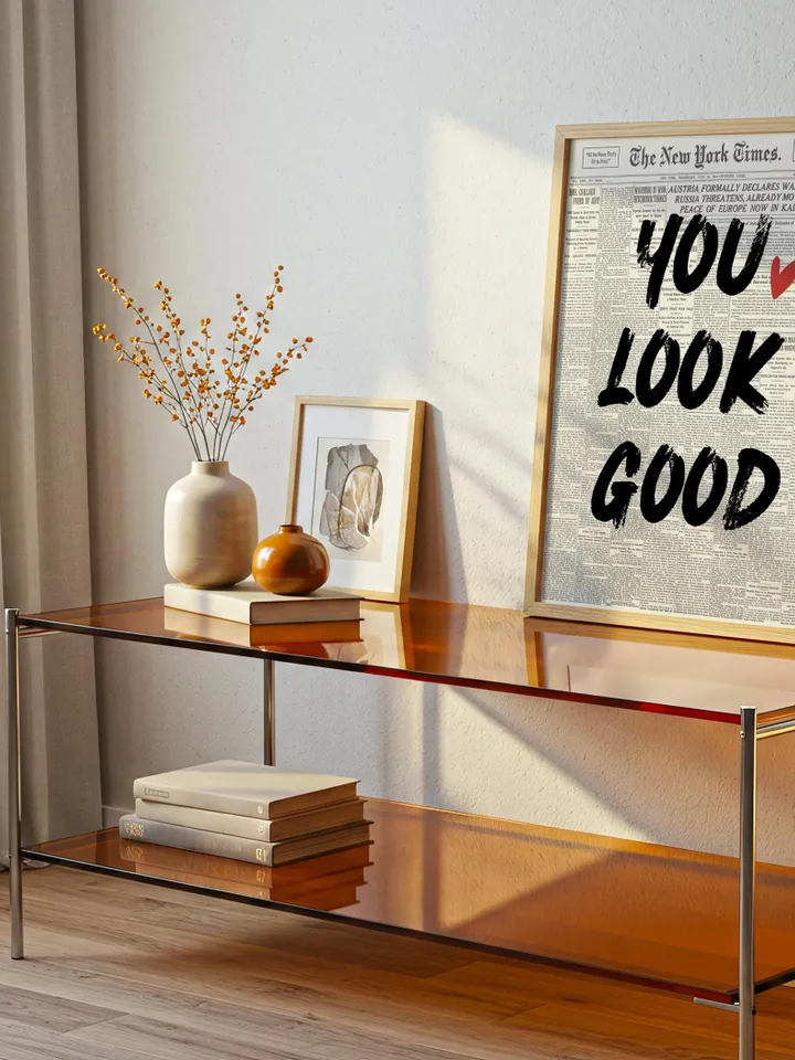 You Look Good Typography Poster – Black and White Motivational Quote Print, Vintage Newspaper Wall Art, Minimalist Love Decor