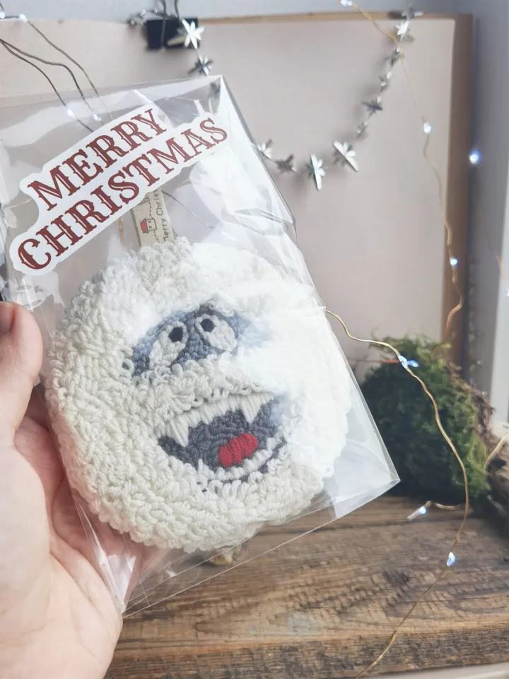 Abominable snowman ornament Yeti gifts Big foot Christmas tree decor snowman door hanger Punch needle ornament Snowman toy