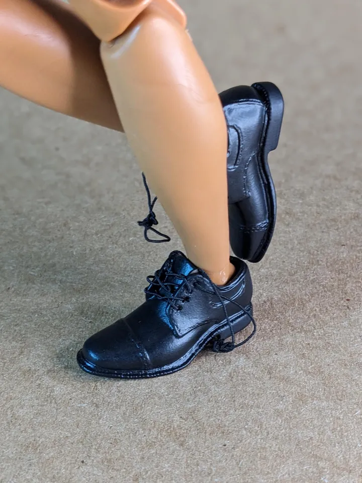 Premium icons black lace-up shoes for 12 inch male dolls