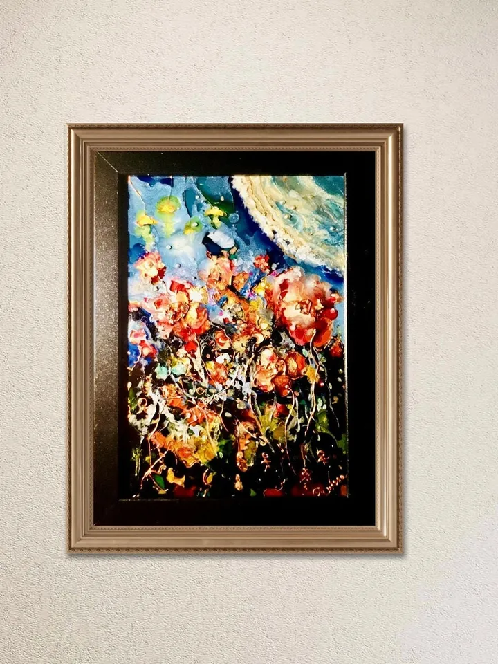 Foreign flowers fantasy Photo paper poster made with my original glass artwork