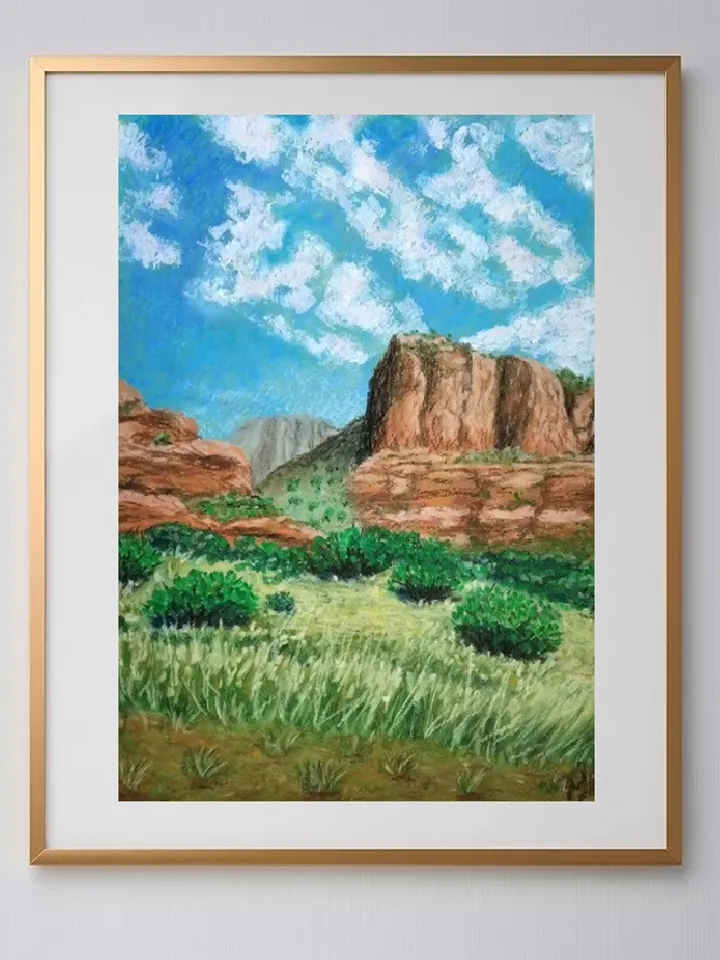 Arizona Mountain Landscape Pastel painting on paper