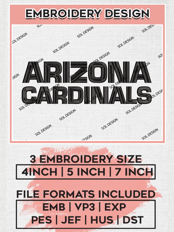 NFL Arizona Cardinals Wordmark Logo Embroidery Designs, NFL Cardinals, NFL Embroidery Designs, NFL Arizona Cardinals Machine Embroidery Design, Digital Download