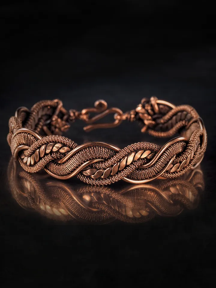 Woven copper wire bracelet Antique style handcrafted copper jewelry Unique gift