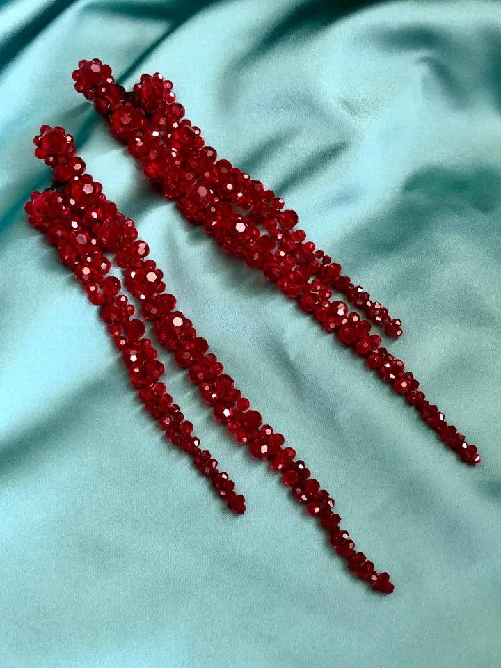 Double Drop Crystal Earrings Handmade