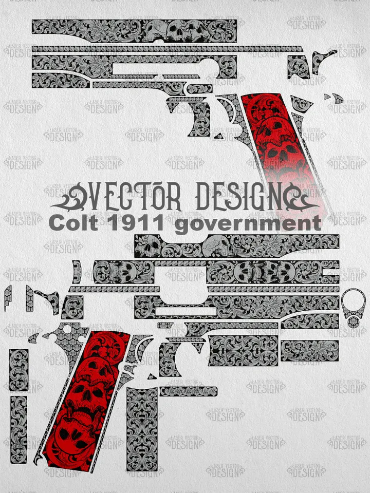 VECTOR DESIGN Colt 1911 government Skulls and scrolls