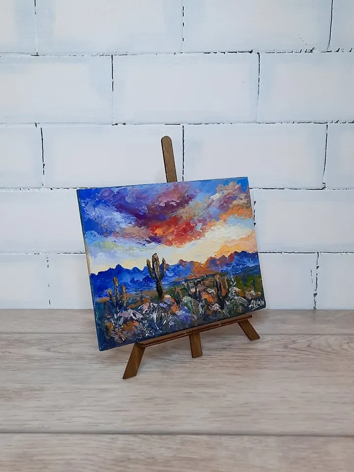 Saguaro cactus art Original acrylic painting Arizona desert painting