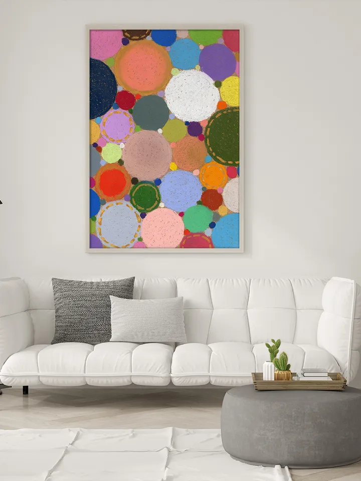 Printable pattern Abstract colored circles, Large poster, Digital file, Home decor, Art print, Color oil pastel painting