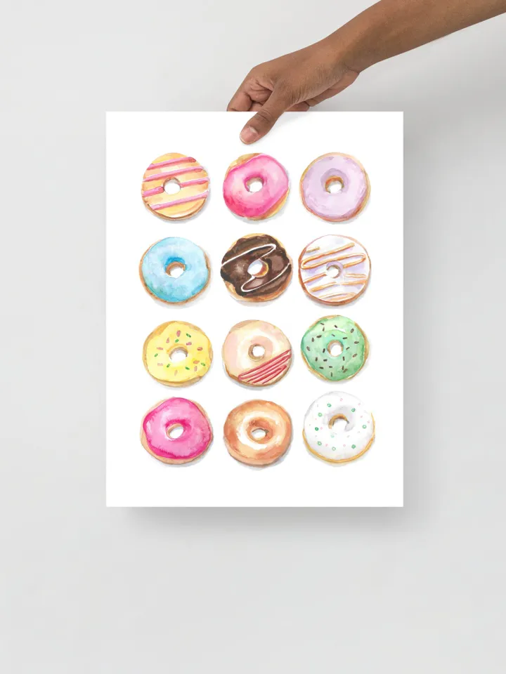Donuts Watercolor Illustration Colorful Wall Art Dessert Painting Kids Room Wall Art Breakfast Chocolate Cake Birthday Gift Donut Art Print