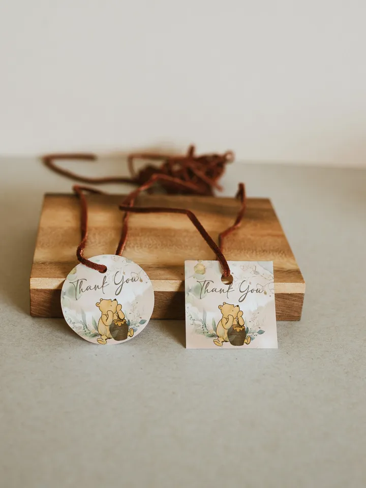Editable Favor tag Winnie the Pooh; Winnie the Pooh Baby Shower; Printable thank you tag sticker; Pooh Party Decoration; WP4
