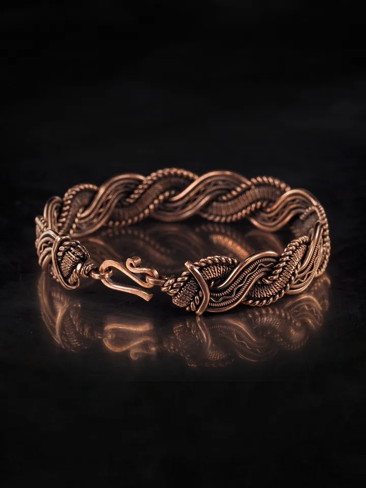 Woven copper wire bracelet Antique style handcrafted copper jewelry Unique gift