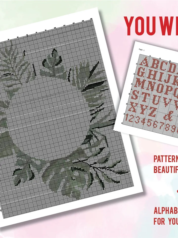 Wedding Date Frame and Alphabet Cross stitch pattern | Embroidery Pattern | Instant Download | Embroidery Designs