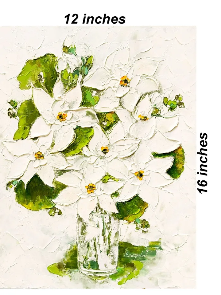 Gardenia Painting Floral Original Art Flower Peonies oil painting original Impasto Flower Painting 16x12 inch