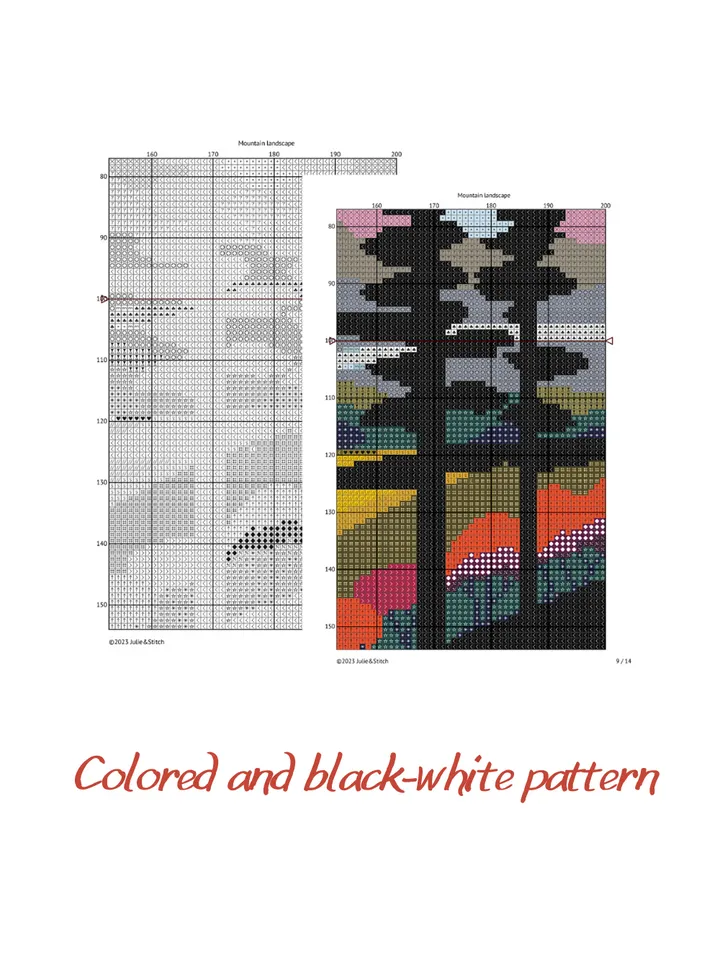 Cross Stitch Pattern PDF – Mountain Landscape – Instant Download