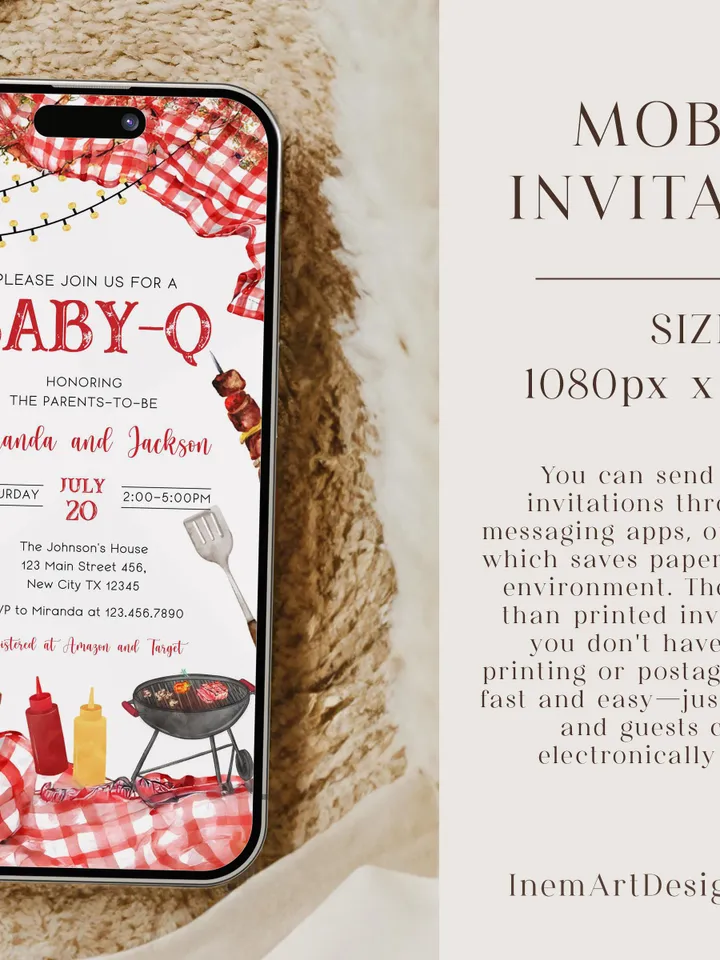 BBQ Baby Shower Invitation, Baby-q Baby Shower Invite, Backyard Baby Shower, BBQ Party Baby Sprinkle Invitation, Editable Canva Template BBQ