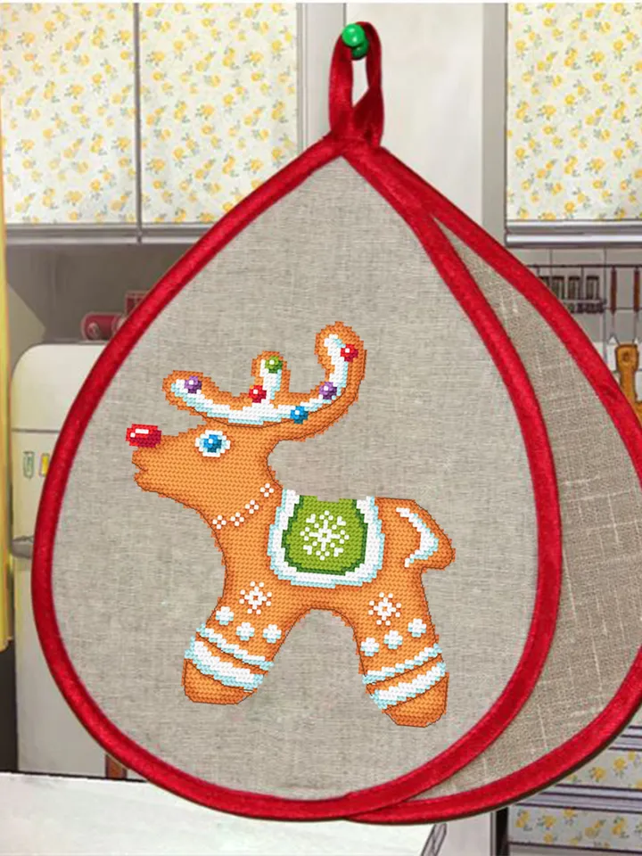 Christmas gingerbread cross stitch pattern download PDF Christmas deer cross stitch chart, Cute small cross stitch Gingerbread ornament #N88