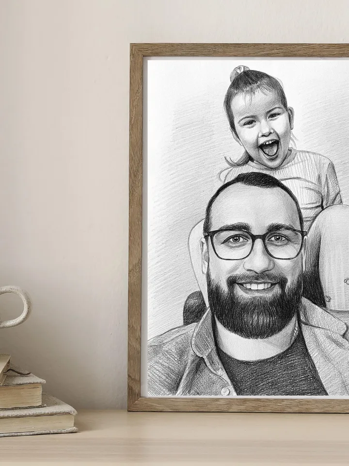 Hand-drawn graphite pencil keepsake for friends, parents, mom, dad | Custom Family Drawing | Realistic pencil portrait to order from a photo