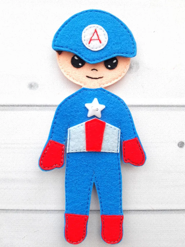 Superhero felt doll pattern with wardrobe, Boy Felt Doll with sets of clothes pattern, Felt Pattern pdf for boys 2,3,4,5 year old