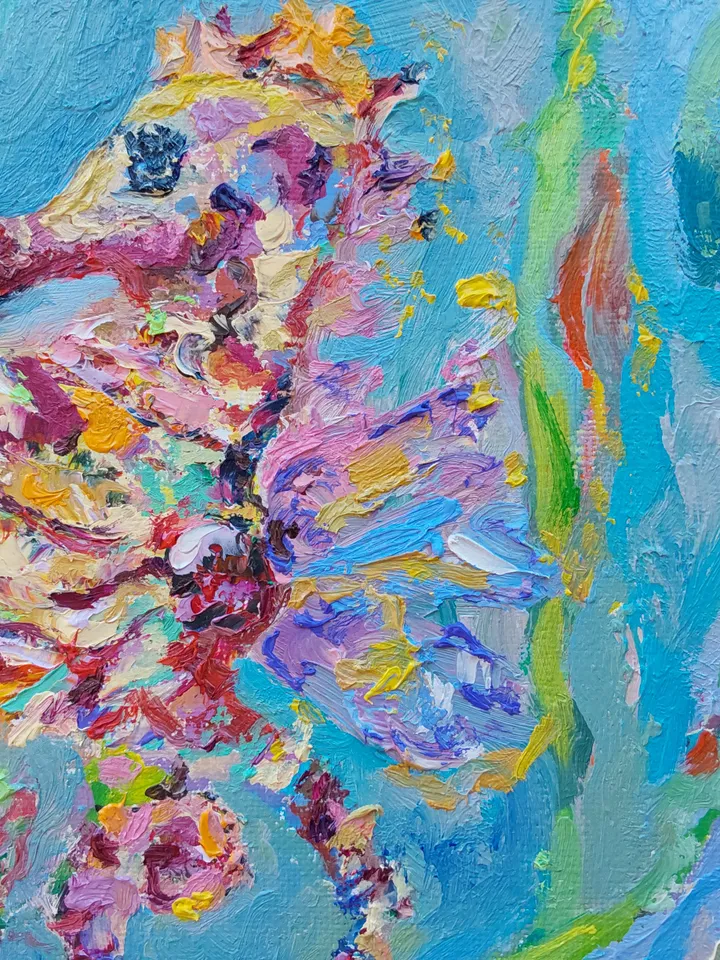 "Seahorse" oil painting on canvas 20x20mm (8x8inch)